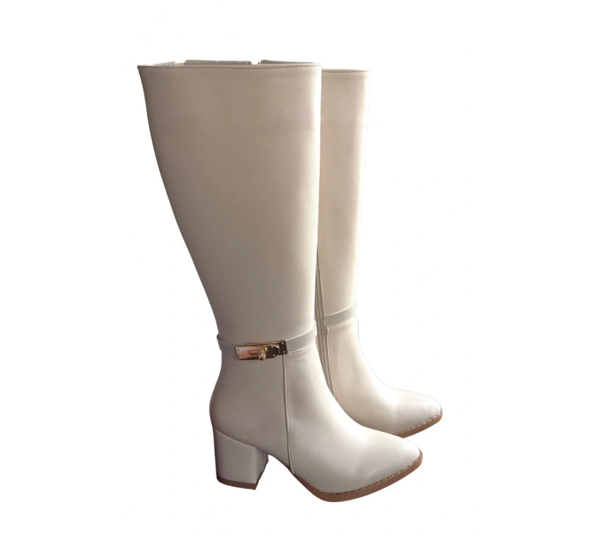 Jeoli Bej Cilt Topuklu Çizme