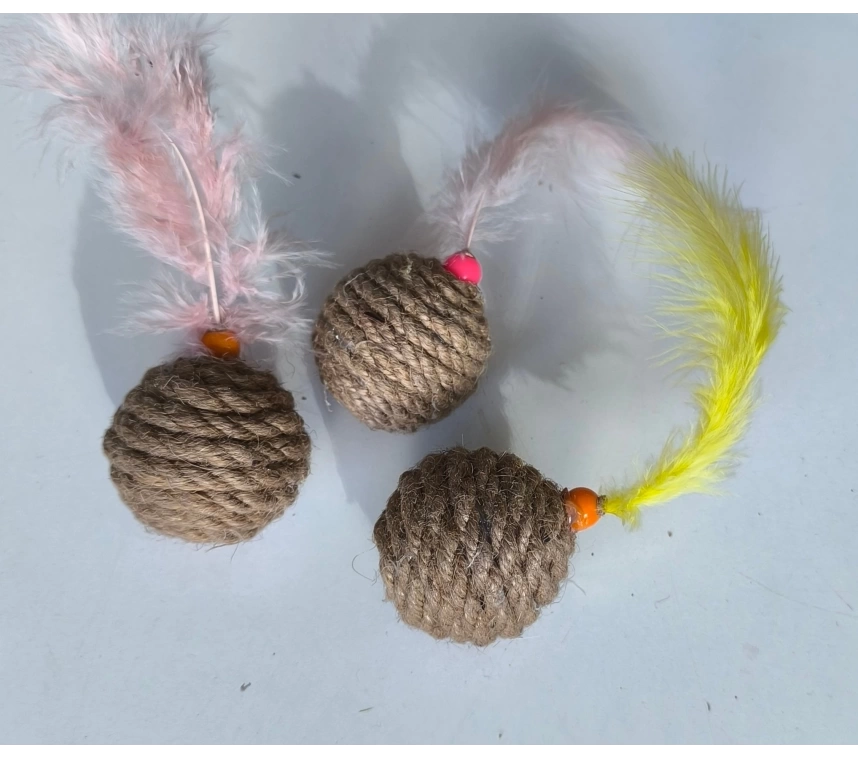 Jut Halat Örgü Kedi Oyun Topu 5 cm