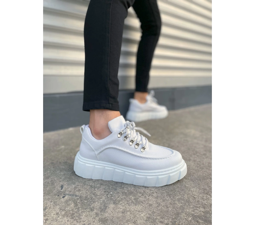 JY010 Cloud Bağcıklı Cilt Erkek Günlük Sneaker Ayakkabı CBT - Beyaz