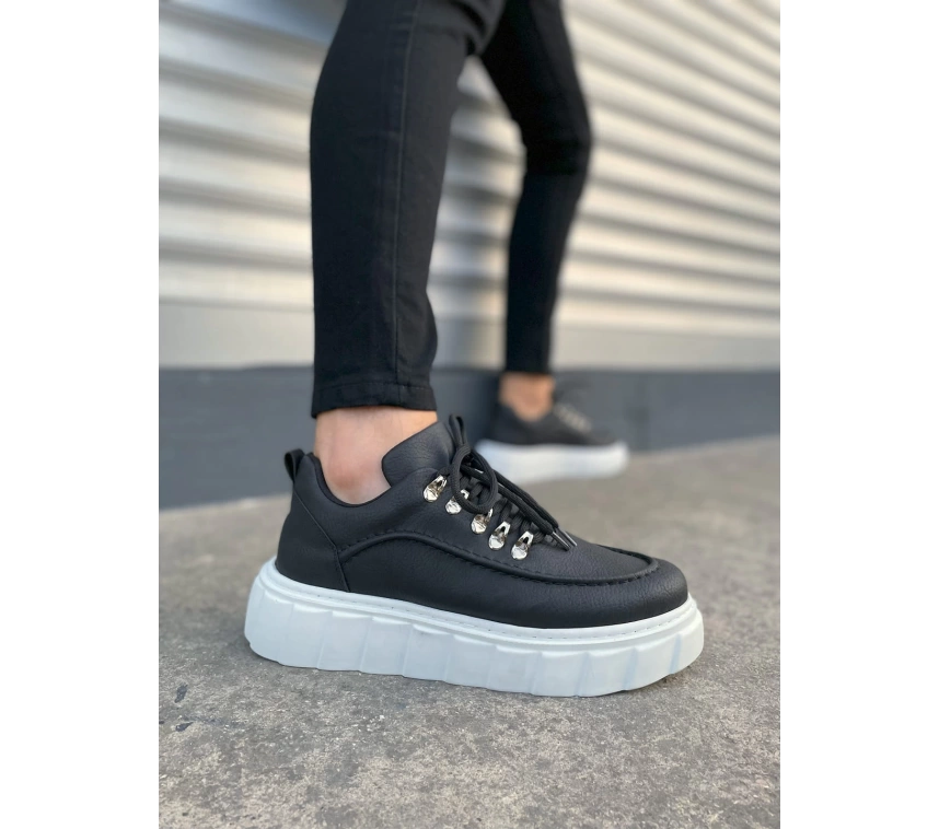 JY010 Cloud Bağcıklı Cilt Erkek Günlük Sneaker Ayakkabı CBT - Siyah