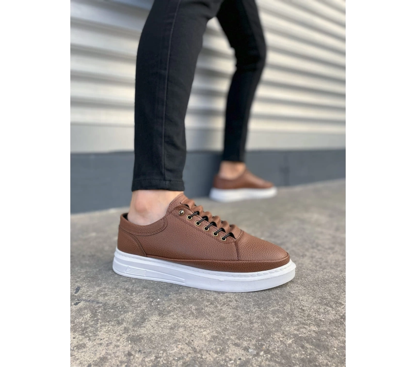 JY0535 Prime Bağcıklı Cilt Erkek Günlük Sneaker Ayakkabı CBT - Taba