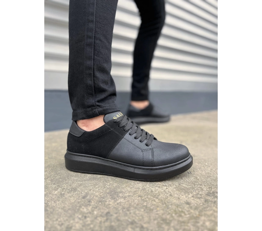 JY151 Boost Bağcıklı Cilt Süet Erkek Günlük Sneaker Ayakkabı CSST - Siyah