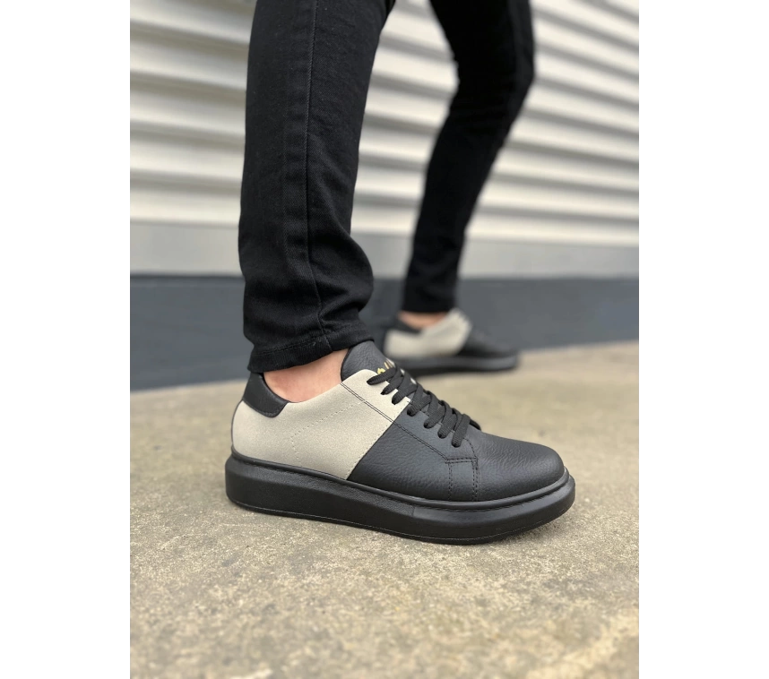 JY151 Boost Bağcıklı Cilt Süet Erkek Günlük Sneaker Ayakkabı CSST - Siyah/Gri