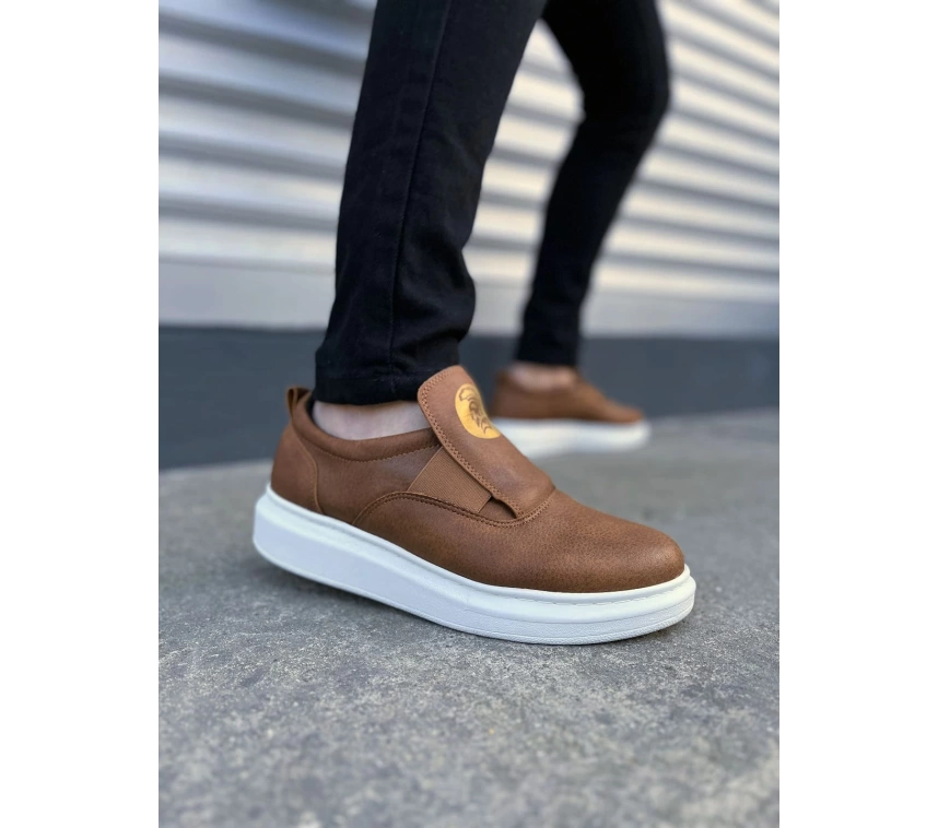 JY161 Hippo Bağcıksız Cilt Erkek Günlük Sneaker Ayakkabı CBT - Taba
