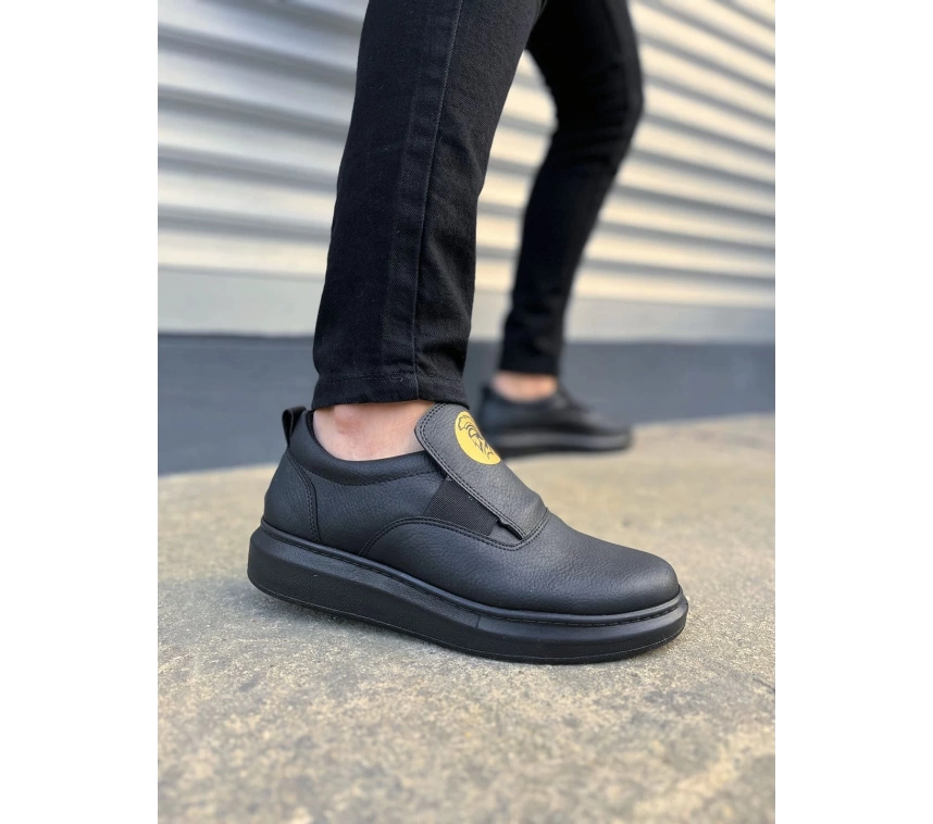JY161 Hippo Bağcıksız Cilt Erkek Günlük Sneaker Ayakkabı CST - Siyah