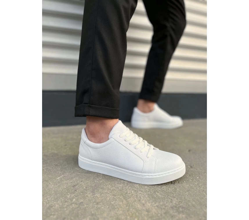 JY165 Elite Bağcıklı Cilt Erkek Günlük Sneaker Ayakkabı CBT - Beyaz