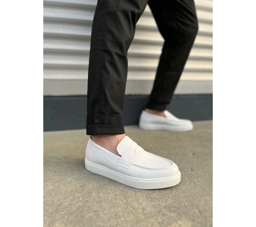 JY180 Estilo X Bağcıksız Cilt Erkek Günlük Spor Klasik Ayakkabı CBT - Beyaz