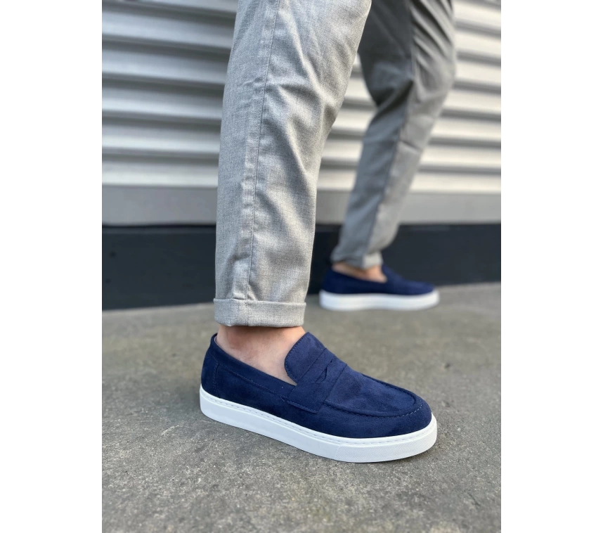 JY180 Estilo X Bağcıksız Süet Erkek Günlük Spor Klasik Ayakkabı SBT - Lacivert