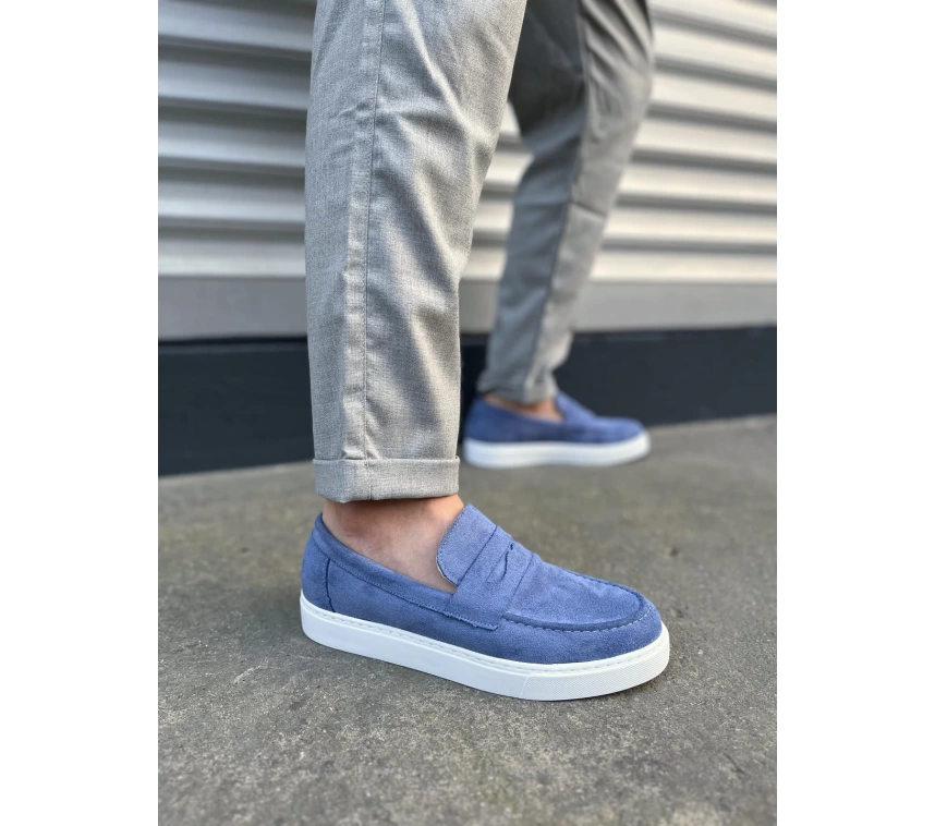 JY180 Estilo X Bağcıksız Süet Erkek Günlük Spor Klasik Ayakkabı SBT - Mavi