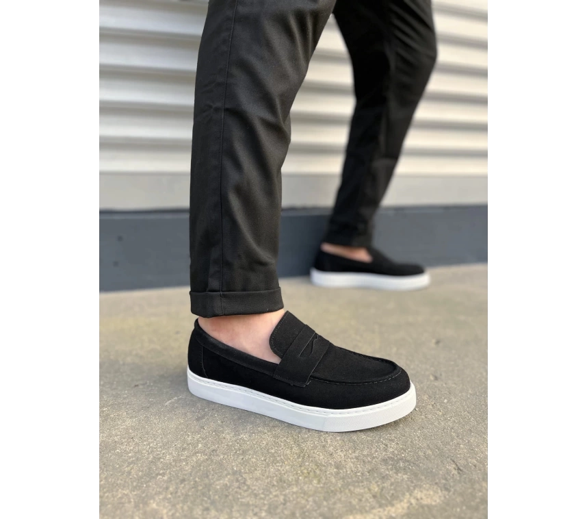 JY180 Estilo X Bağcıksız Süet Erkek Günlük Spor Klasik Ayakkabı SBT - Siyah