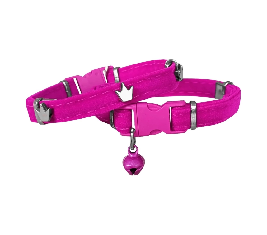 Kadife Kedi Boyun Tasması King 20-32 cm Pembe