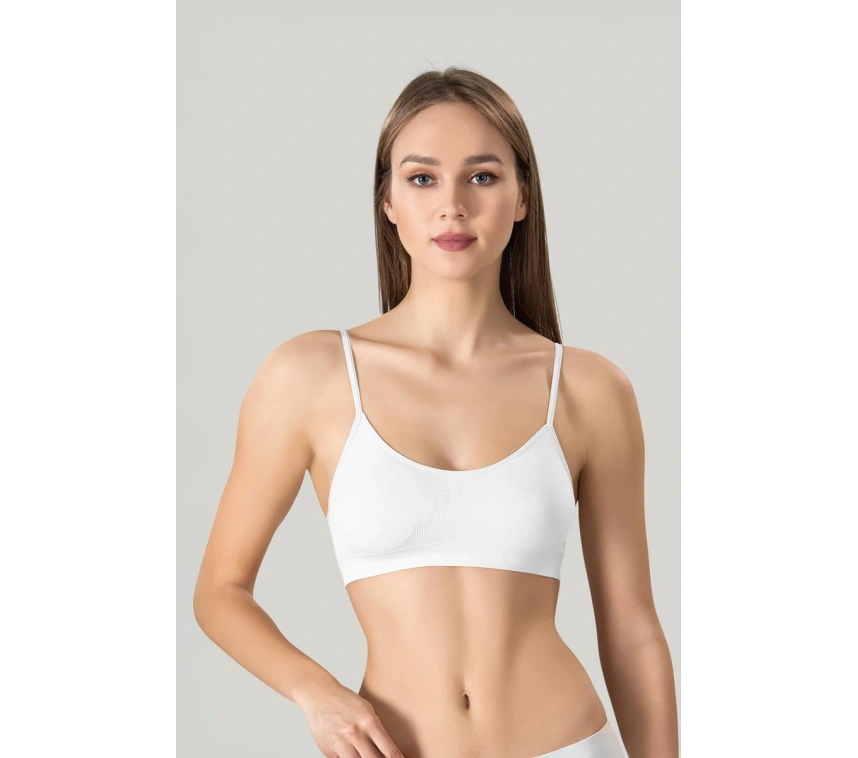 Kadın Ince Askılı Pedli Büstiyer Yarım Atlet Sütyen 3lü Set