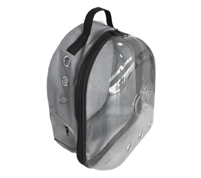 Kalpli Patili Astronot Şeffaf Taşıma Sırt Çantası Gri 24x32x42 cm
