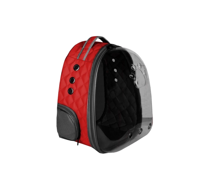 Kapitone Astronot Kedi Köpek Taşıma Çantası 28*32*40 cm Kırmızı