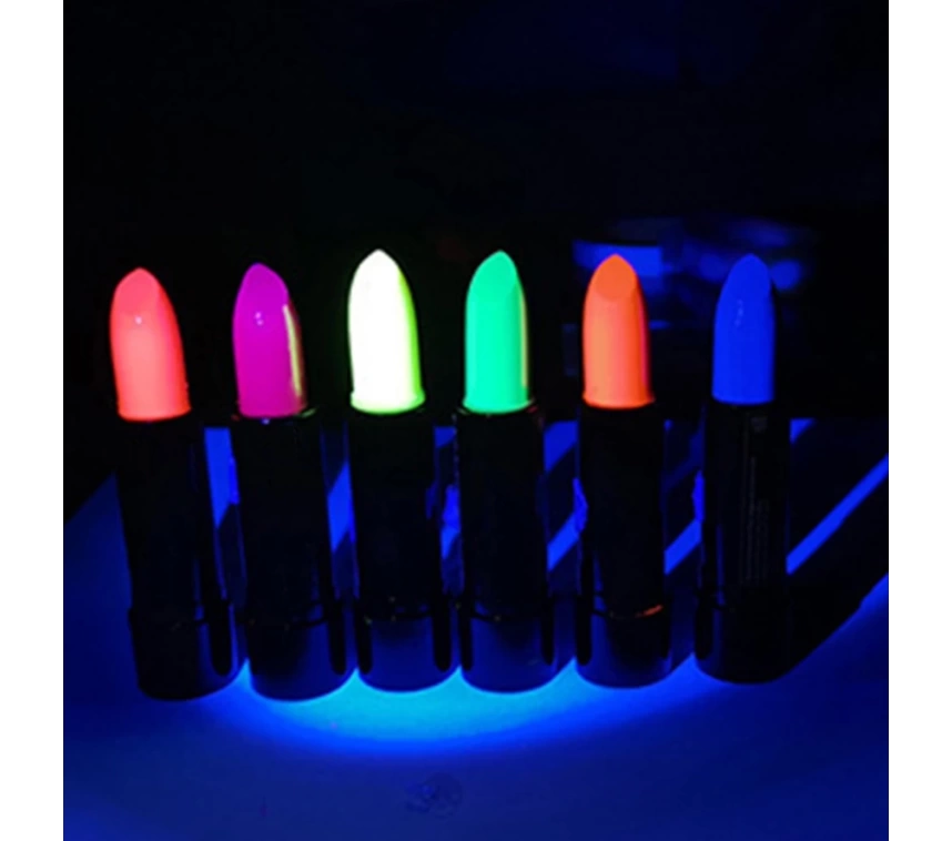 Karanlıkta Parlayan Yanan UV Neon Ruj Yüz Boyama 6 Adet 6 Renk