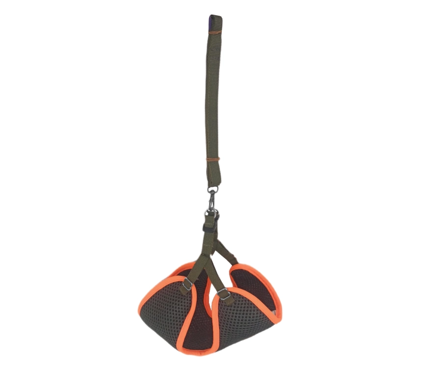 Kedi Köpek Havalı Göğüs Tasma Seti Large 38-45 cm + 130 cm Haki Turuncu