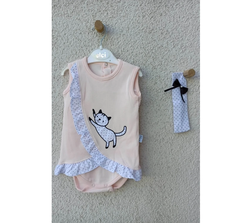 Kedili Fırfırlı Bandanalı Badi