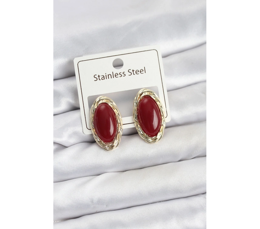 Kırmızı Badem Model Vintage Kadın Küpe