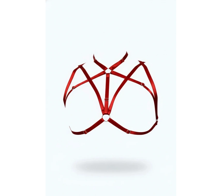 Kırmızı Göğüs Harness Saten Kumaş Ayarlanabilir Çapraz Bantlı - Brf166