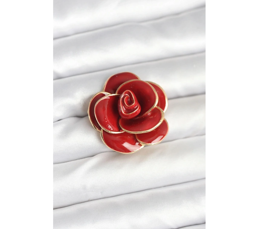 Kırmızı Gül Model Broş