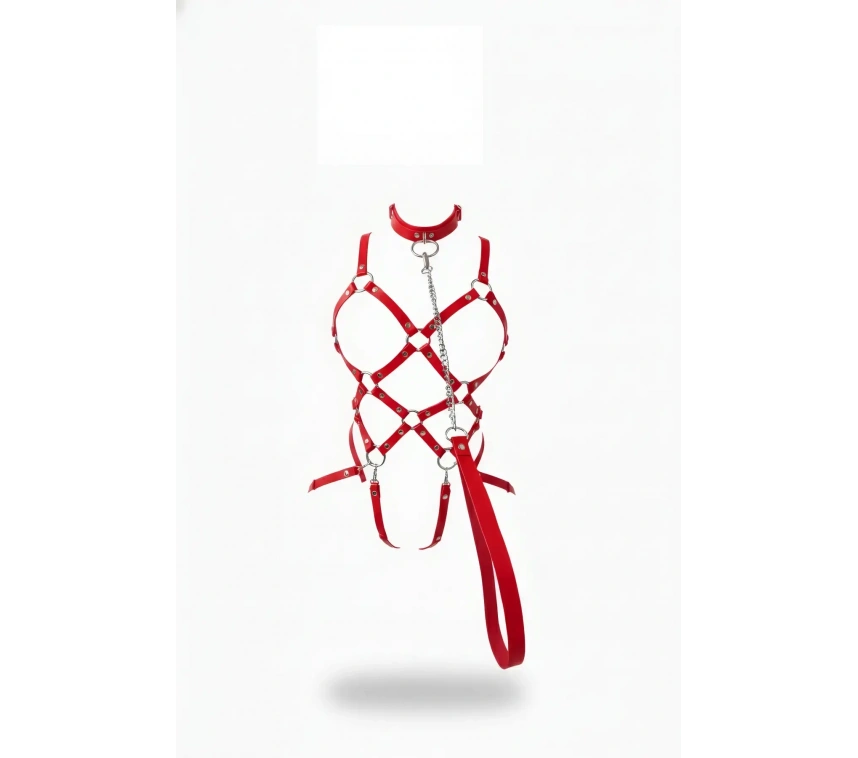 Kırmızı Harness Takım Zincir Detaylı Çapraz Bağlantılı - Brf1350