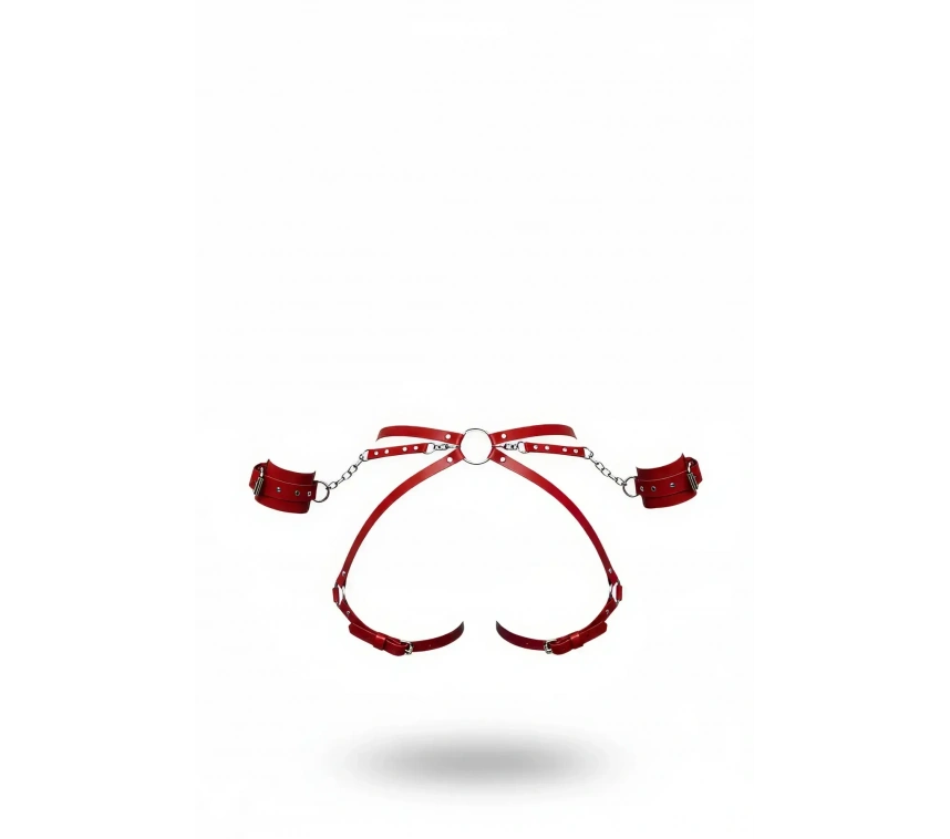 Kırmızı Harness Takım Zincir Detaylı Kelepçeli - Brf270