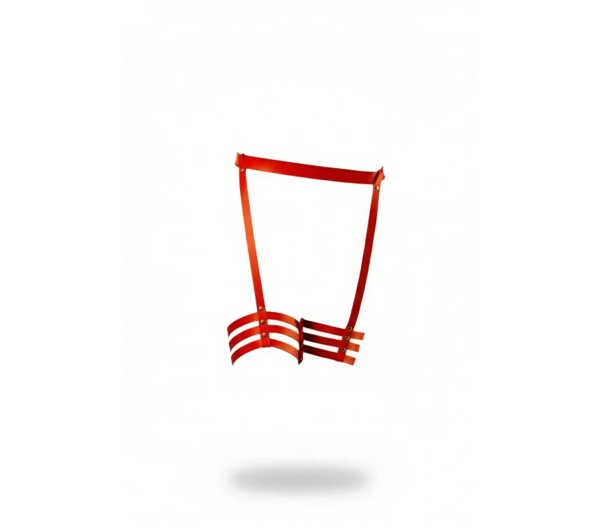 Kırmızı Jartiyer Harness Deri Zımba Detaylı Bacak Aksesuarı - Brf129