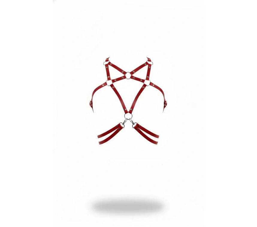 Kırmızı Kadın Kemer Deri Halka Detaylı Vücut Aksesuarı - Brf211