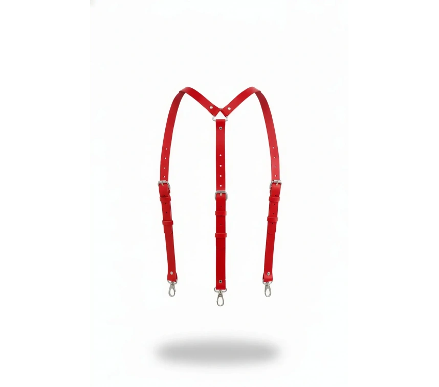 Kırmızı Kadın Kemer Deri Omuz Detaylı Vücut Aksesuarı - Brf213