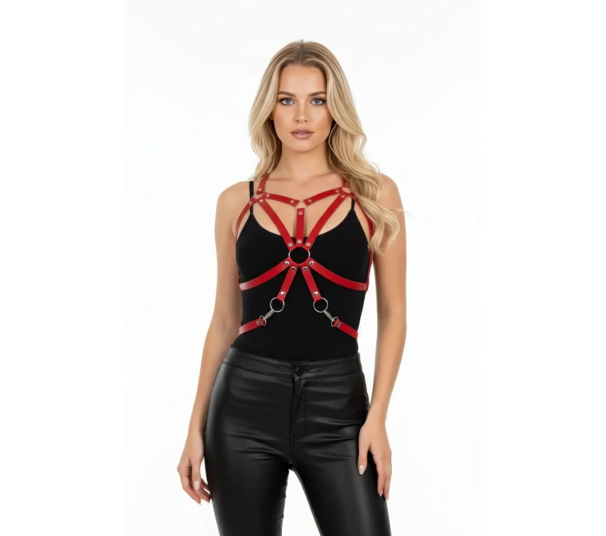 Kırmızı Kadın Kemer Metal Halka Detaylı Deri Aksesuar - Brf110