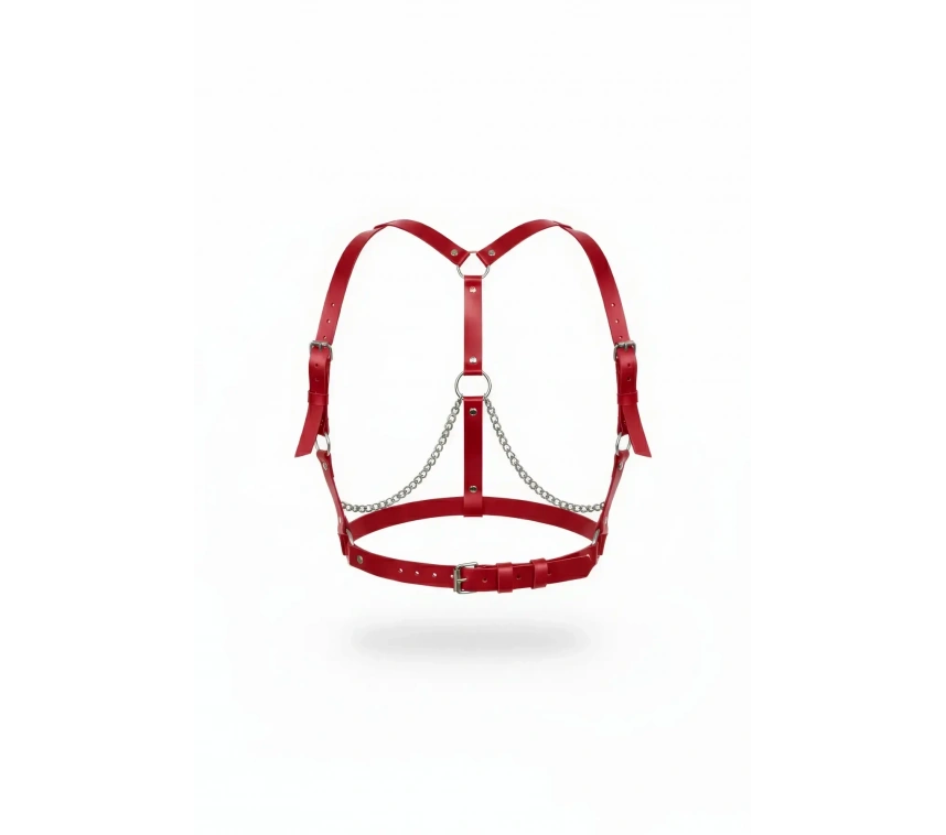 Kırmızı Kadın Kemer Zincir Detaylı Omuzlu Vücut Kemeri - Brf215