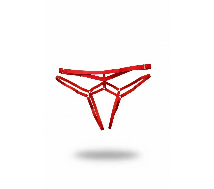 Kırmızı Tanga - Külot Halka Detaylı Çok Şeritli - Brf145
