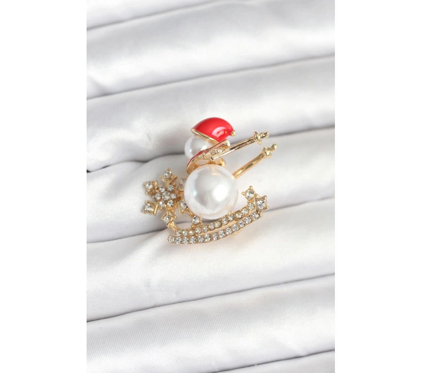 Kızaklı Kardan Adam Model Yılbaşı Temalı Broş