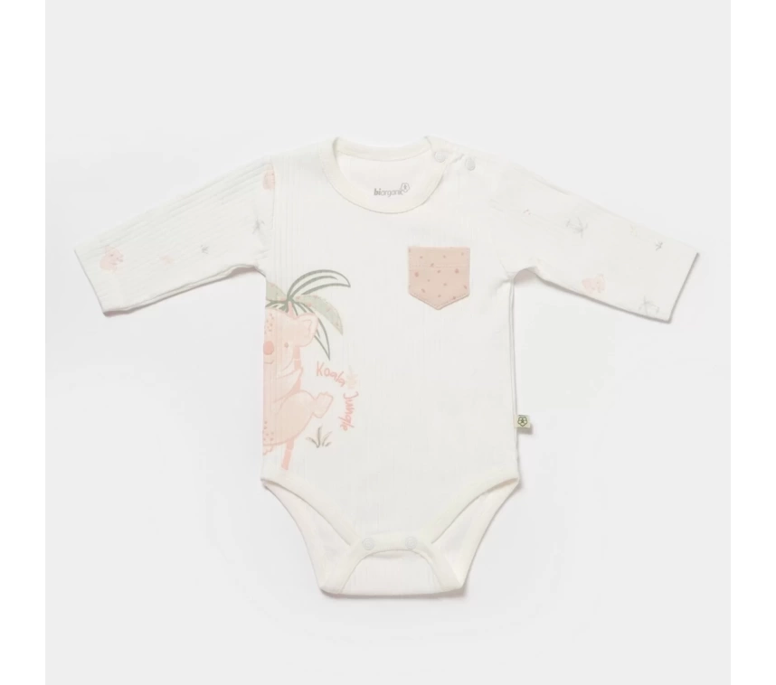 Koala Jungle Uzun Kol Bebek Body  Pembe