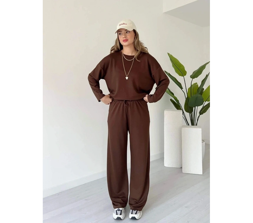 Kollu modal takım kahve