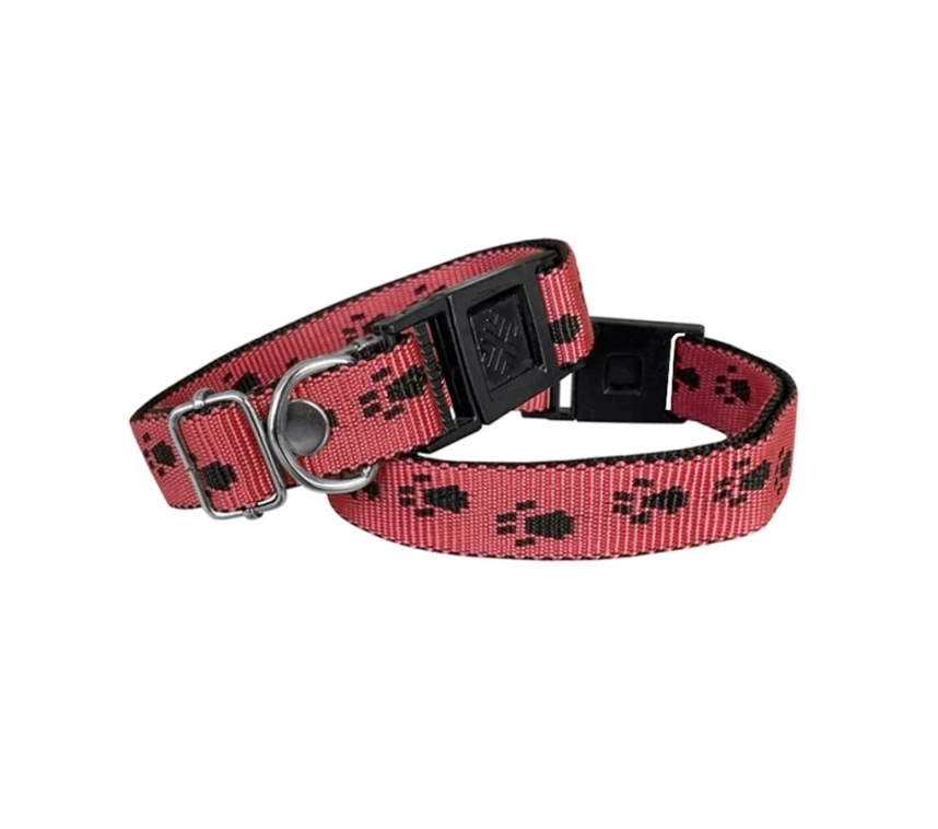 Köpek Tasması Patili Dokuma 2 cm - Min: 30 cm - Max: 50 cm Kırmızı