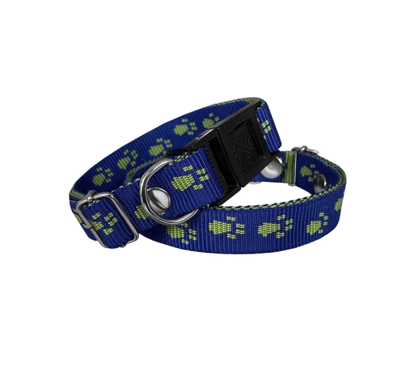 Köpek Tasması Patili Dokuma 2 cm - Min: 30 cm - Max: 50 cm Lacivert