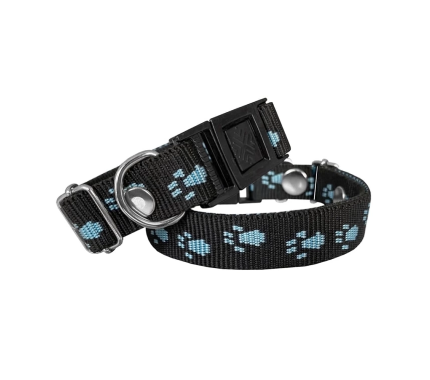 Köpek Tasması Patili Dokuma 2 cm - Min: 30 cm - Max: 50 cm Siyah