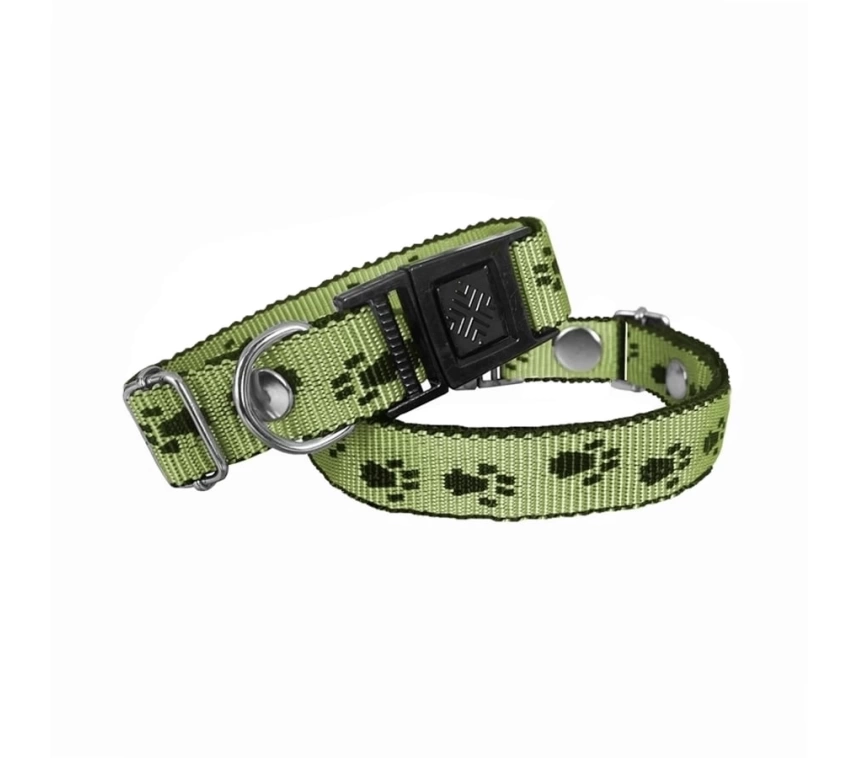 Köpek Tasması Patili Dokuma 2 cm - Min: 30 cm - Max: 50 cm Yeşil