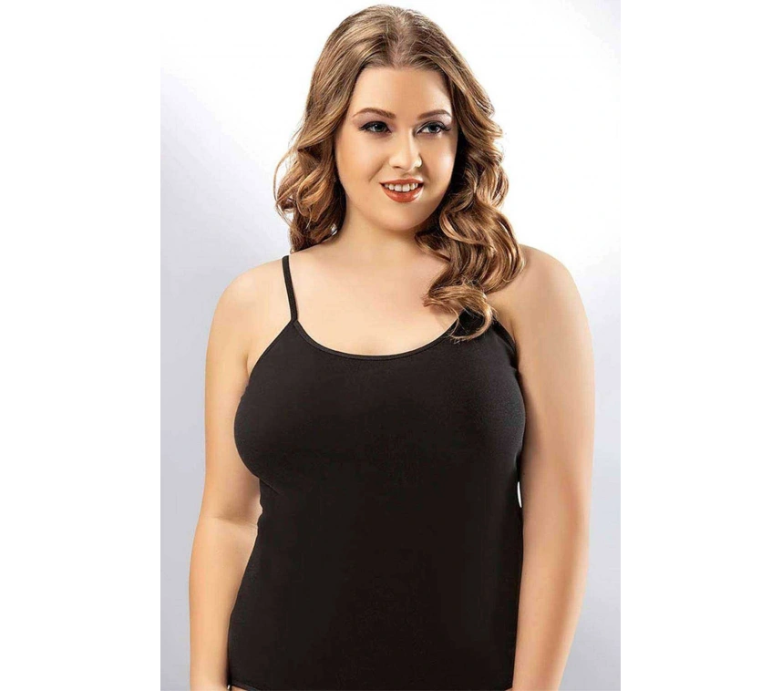 Kota Bayan İp Askılı Siyah Battal Atlet 6091