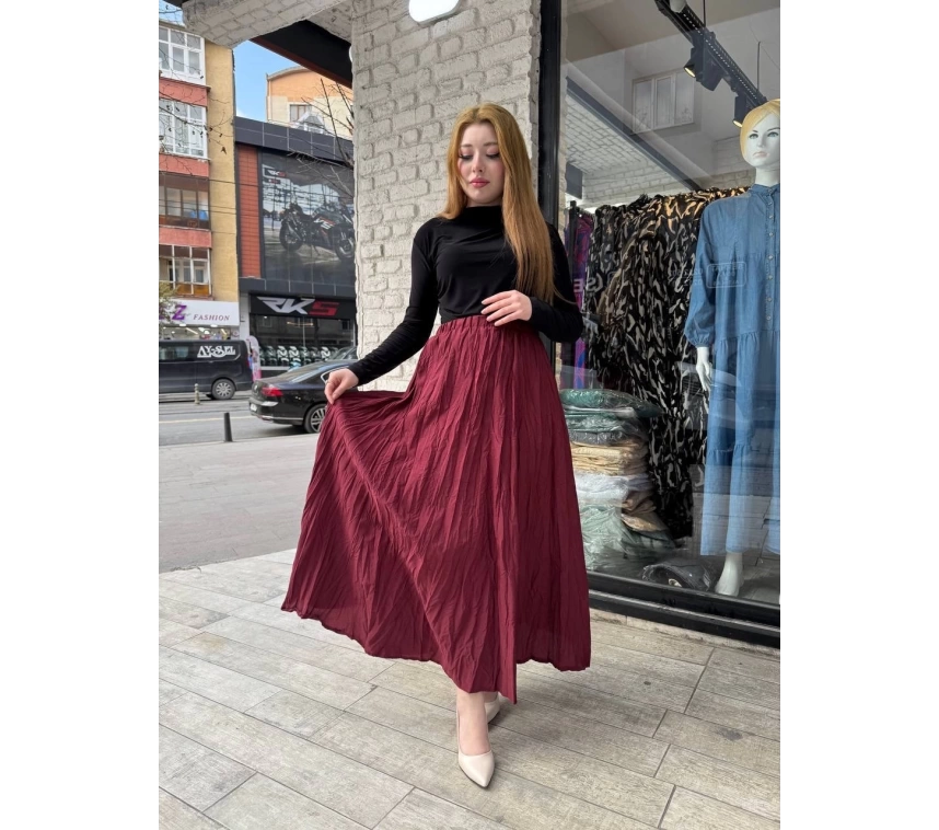 Kraş etek bordo
