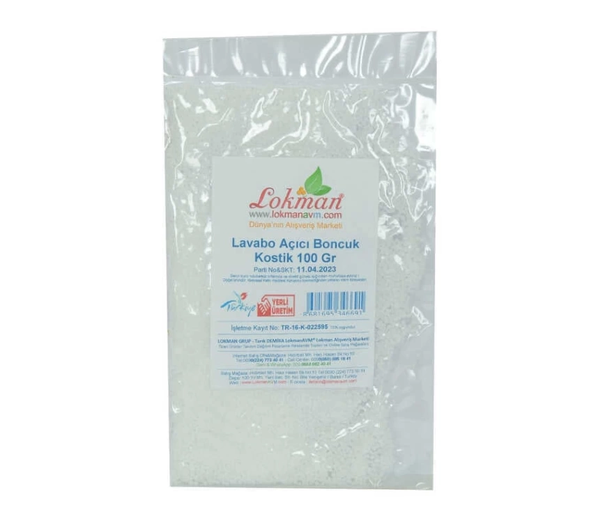 Lavabo Açıcı Boncuk Kostik 100 Gr Paket