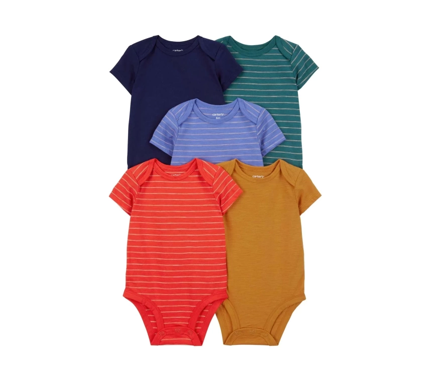 Layette Erkek Bebek 5li Kısa Kol Body  Karışık Renkli