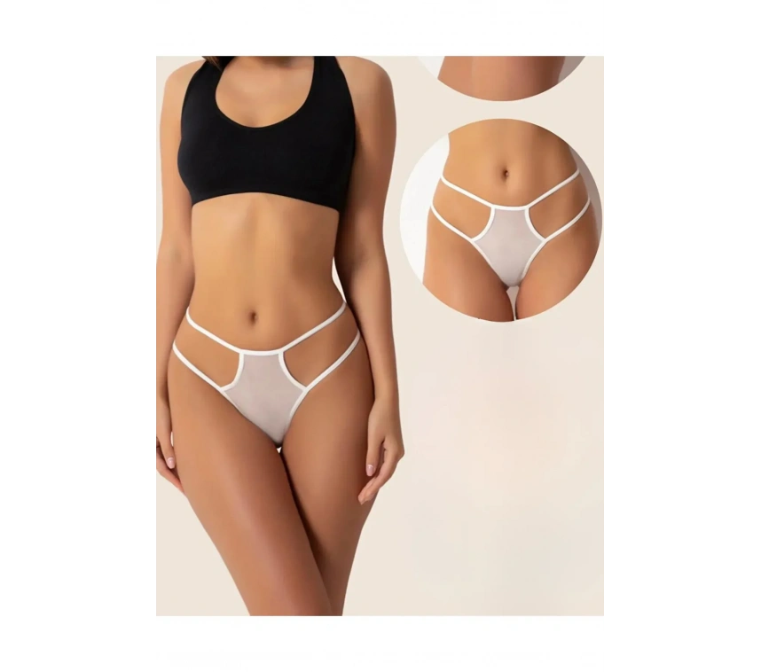 Lesca Fantazi Beyaz Seksi Tül Kadın String - Fantezi Tanga