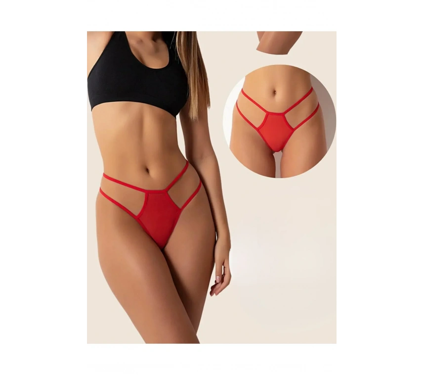 Lesca Fantazi Kırmızı Seksi Tül Kadın String - Fantezi Tanga