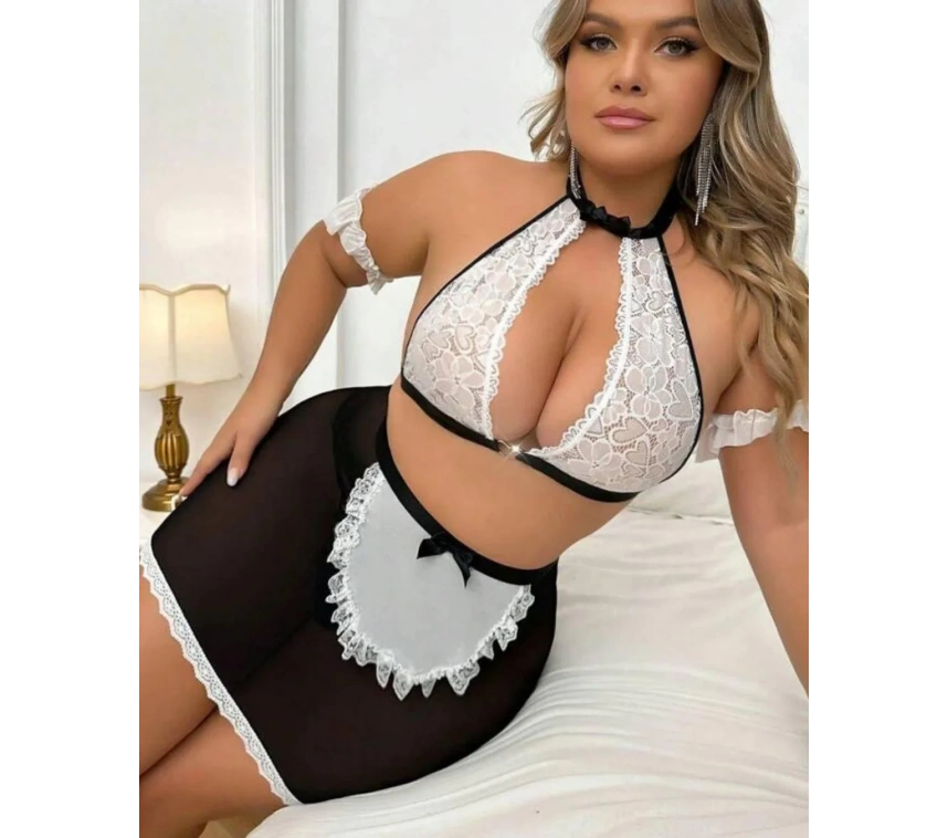 Lesca Fantazi Seksi Halkalı Dantelli Babydol Gecelik
