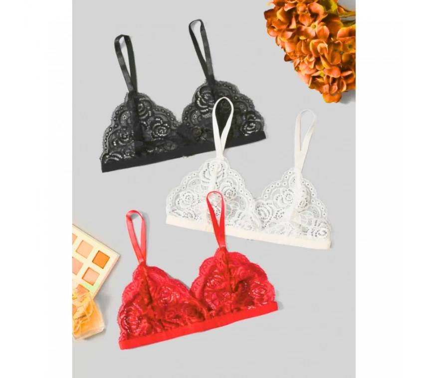 Lesca Fantezi 3lü Seksi Dantel Sütyen Seti
