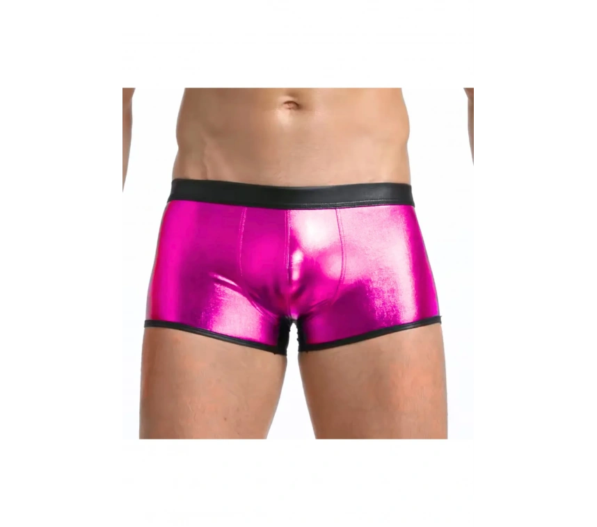 Lesca Fantezi Deri Görünümlü Pembe Erkek Boxer - Fantezi Tanga