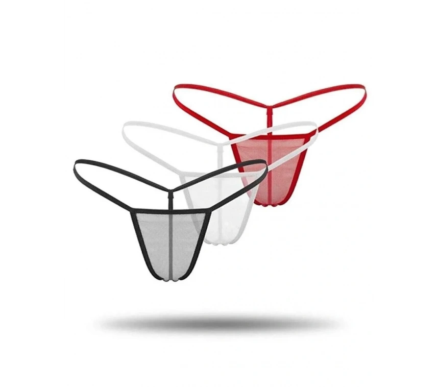 Lesca Kadın 3lü Transparan Tül String