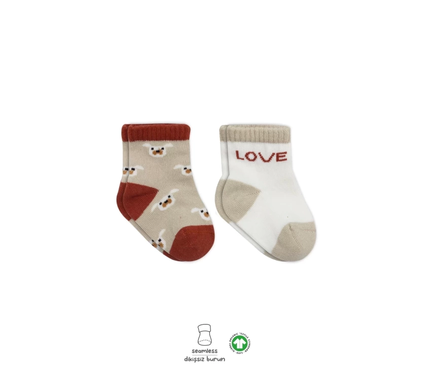 Love Dog Penye Soket Çorap 2li  Bej